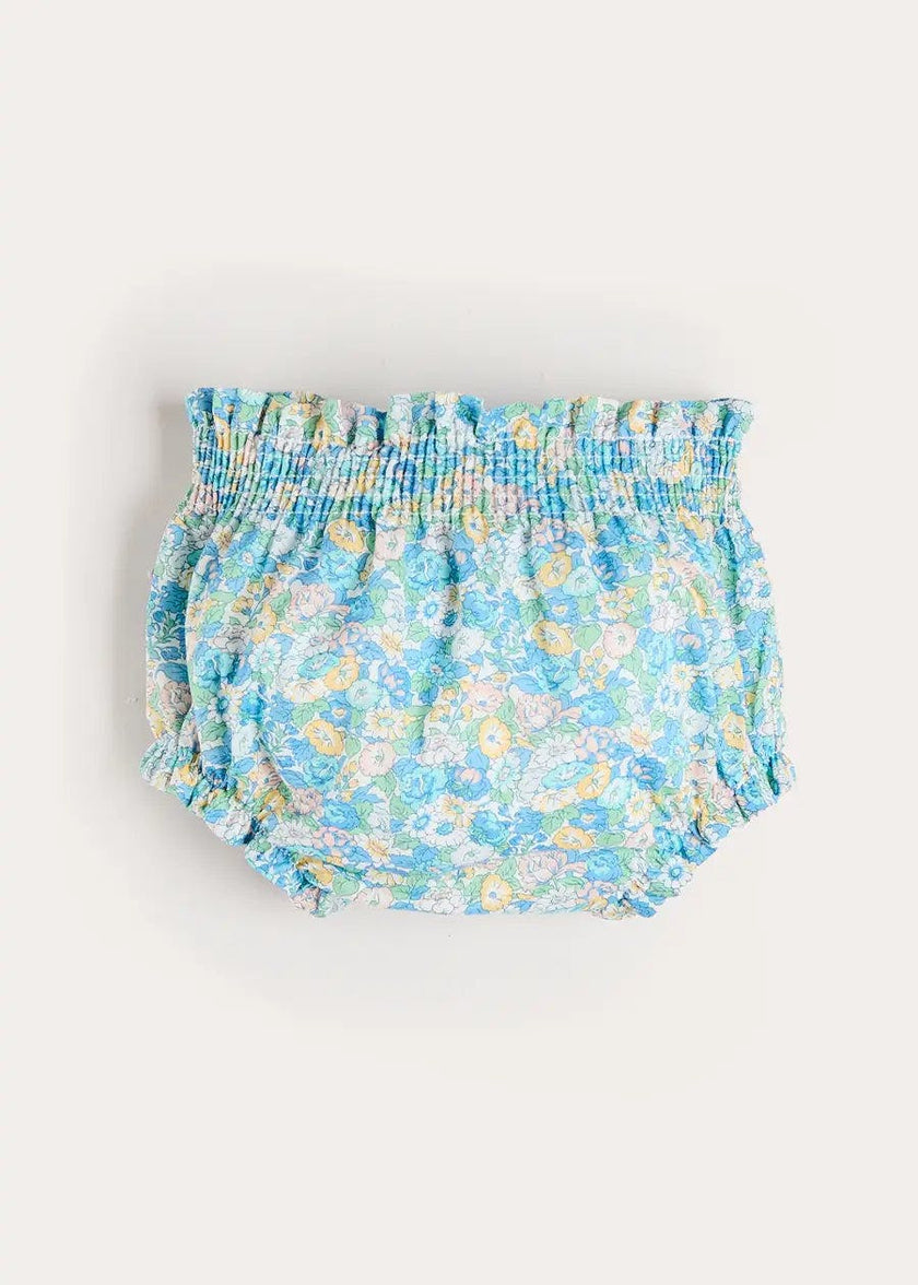 Leontyne Floral Elasticated Waist Bloomers in Blue Made with Liberty Fabric (1mth-3yrs)