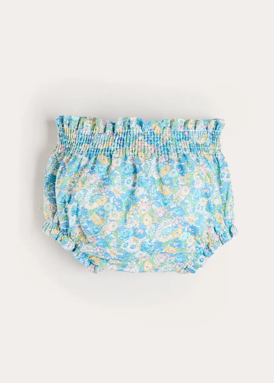 Leontyne Floral Elasticated Waist Bloomers in Blue Made with Liberty Fabric (1mth-3yrs)