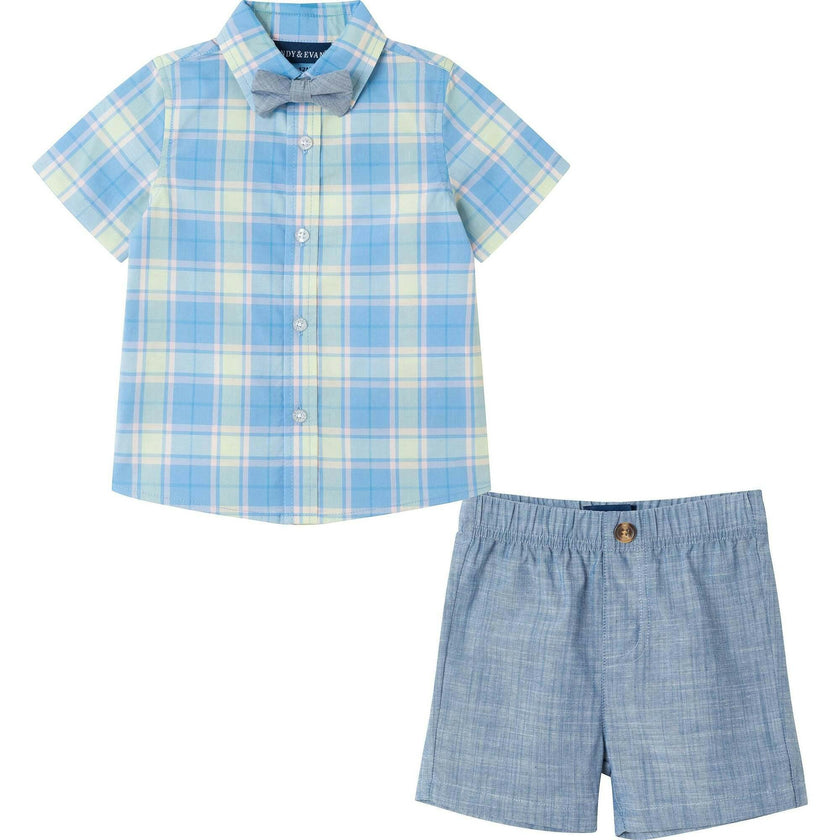 Infant 4 Piece Plaid Suspender Set