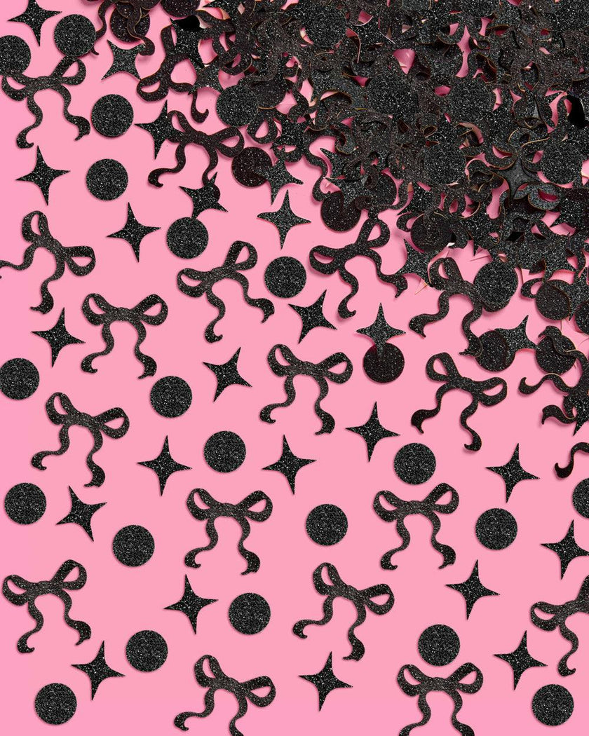 Little Black Bow Confetti - 200 pc glitter confetti