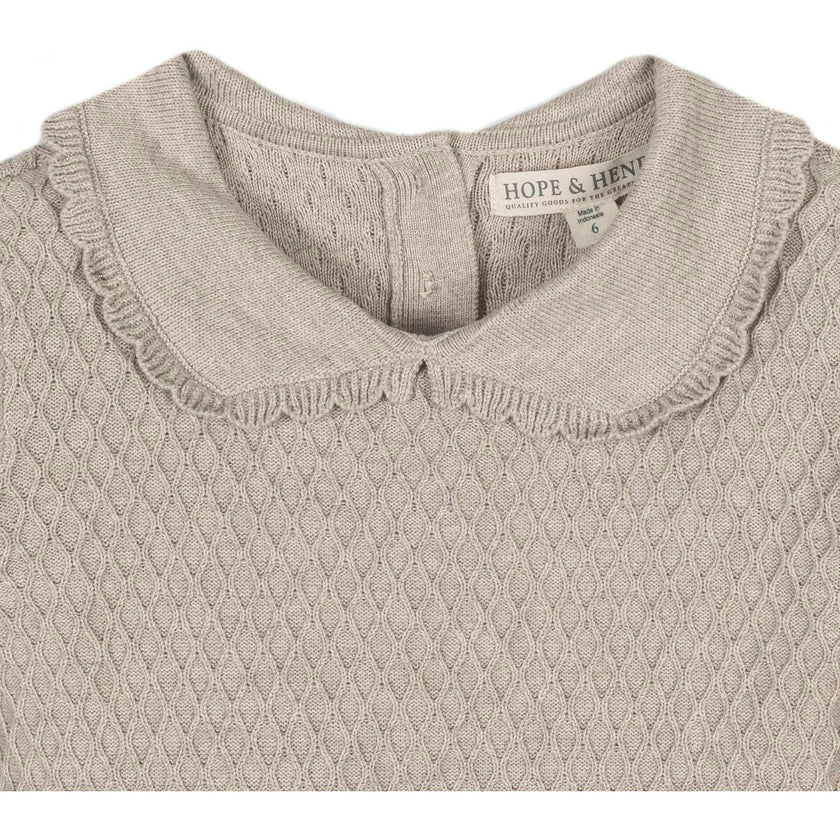 Organic Peter Pan Collar Scallop Trim Sweater Dress, Beige