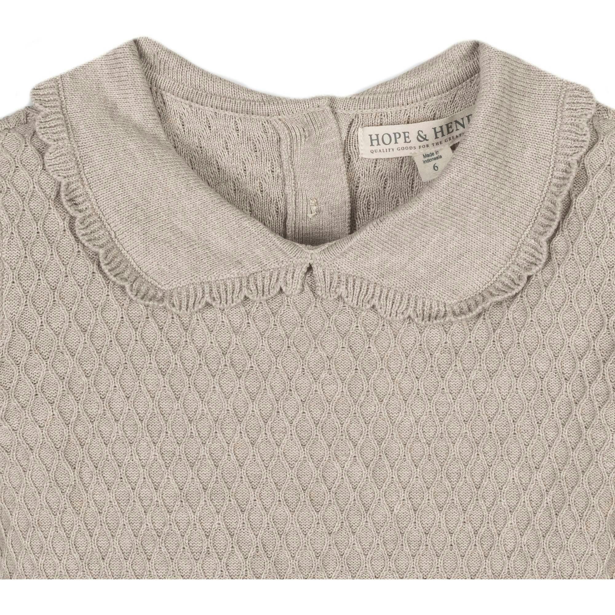Organic Peter Pan Collar Scallop Trim Sweater Dress, Beige