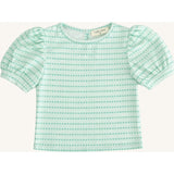 Puff Sleeve Tee in Green Floral Stripe