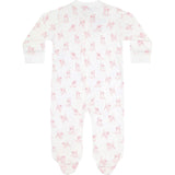 Pink Puppy Love Print Zipper Footie