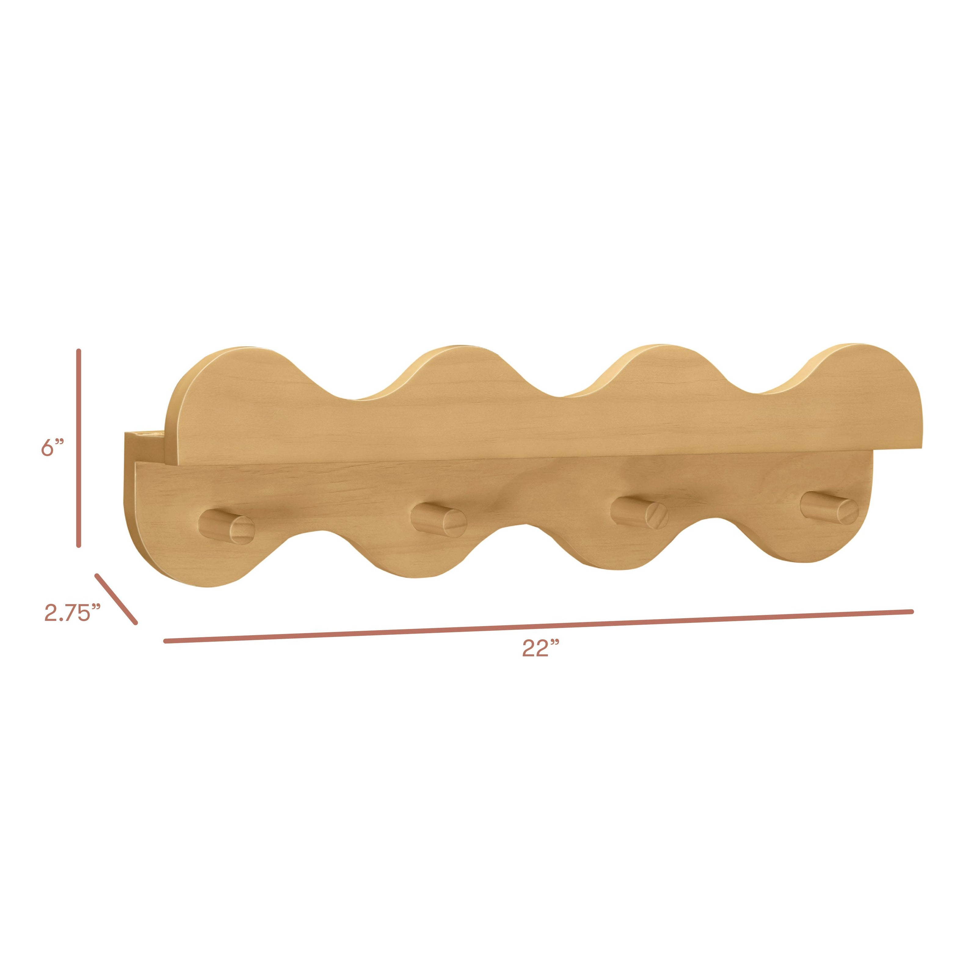 Lido Wave Bookshelf with Hooks in Honey