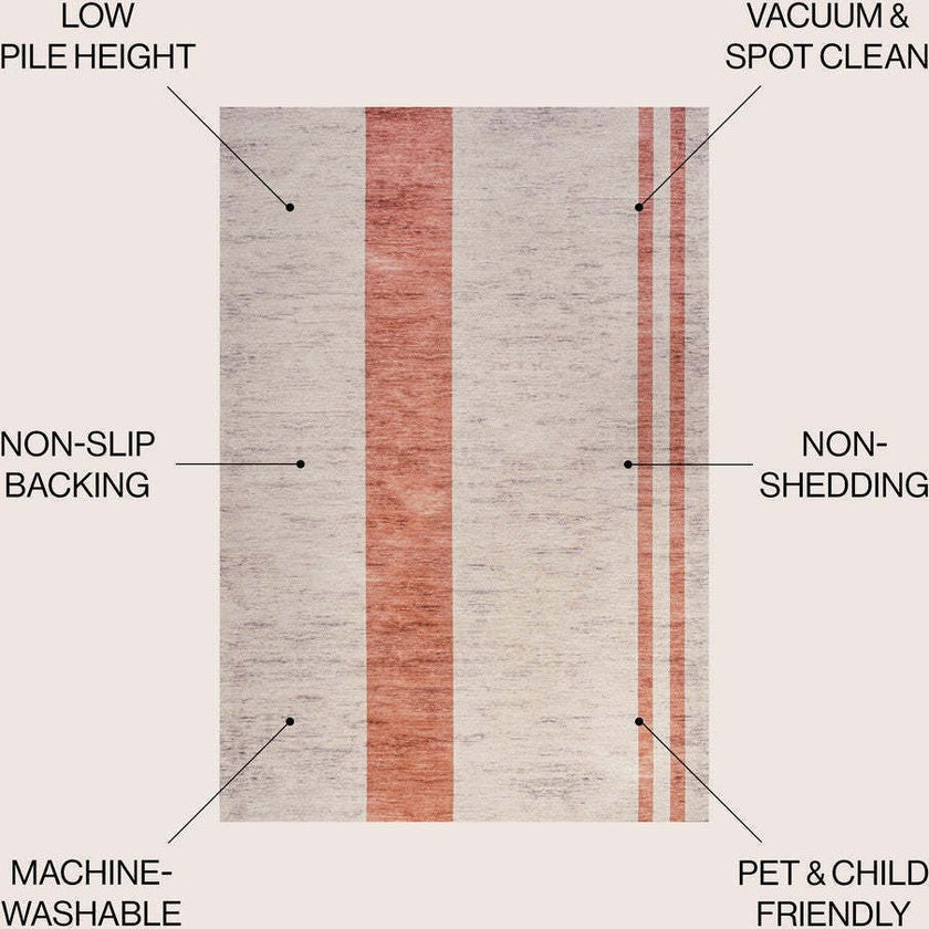 Raita Modern Distressed Stripe Machine-washable Area Rug