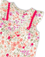 Romper Off White Printed Flowers