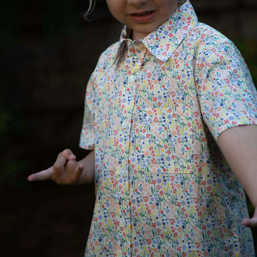 Boys Collar Shirt | Yellow Petal Confetti