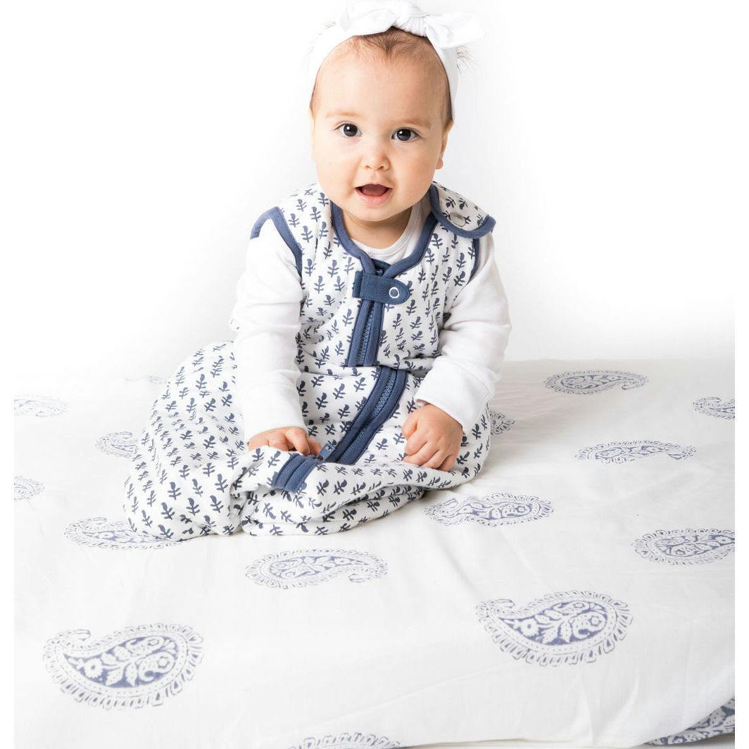 Block-Printed Cotton Fitted Crib Sheet