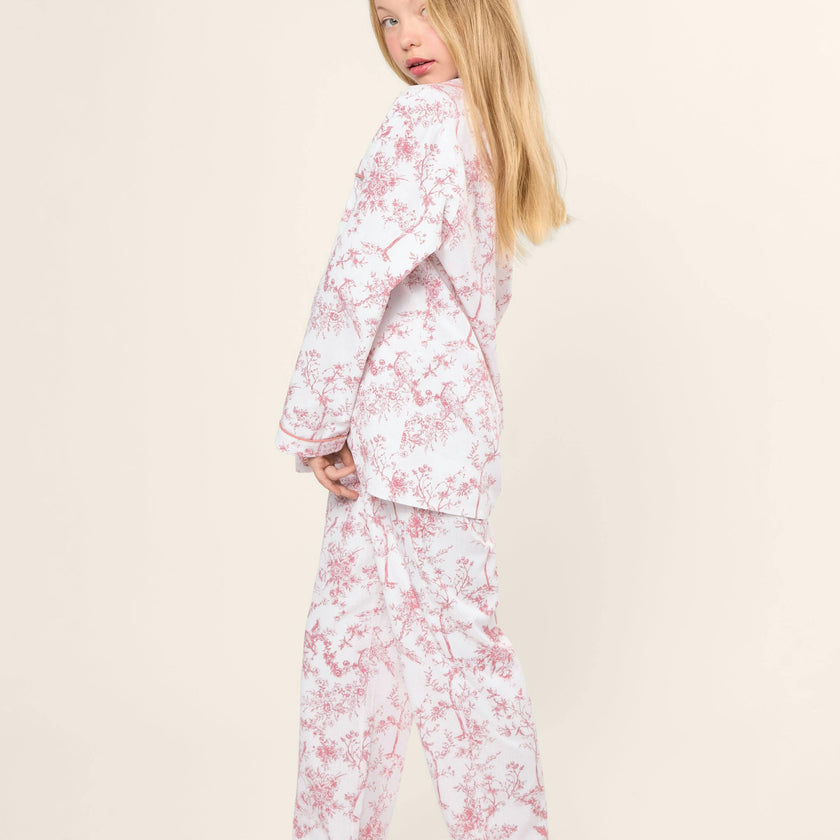 Kid's Twill Pajama Set in Pink Timeless Toile
