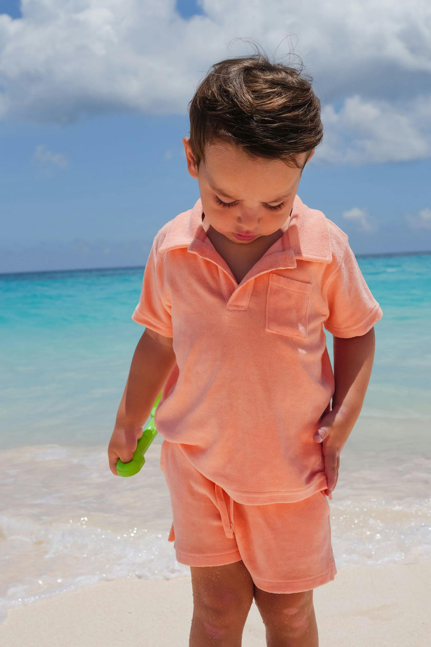 The Tropicana - Boys Coral Terry Polo