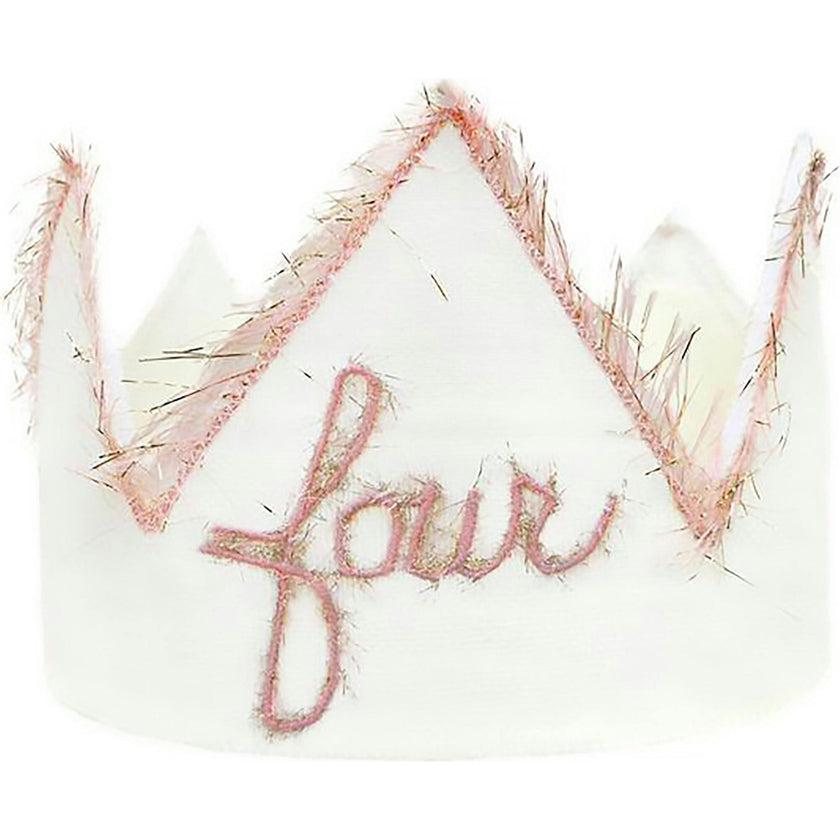 "Four" Linen Crown With Eyelash Trim