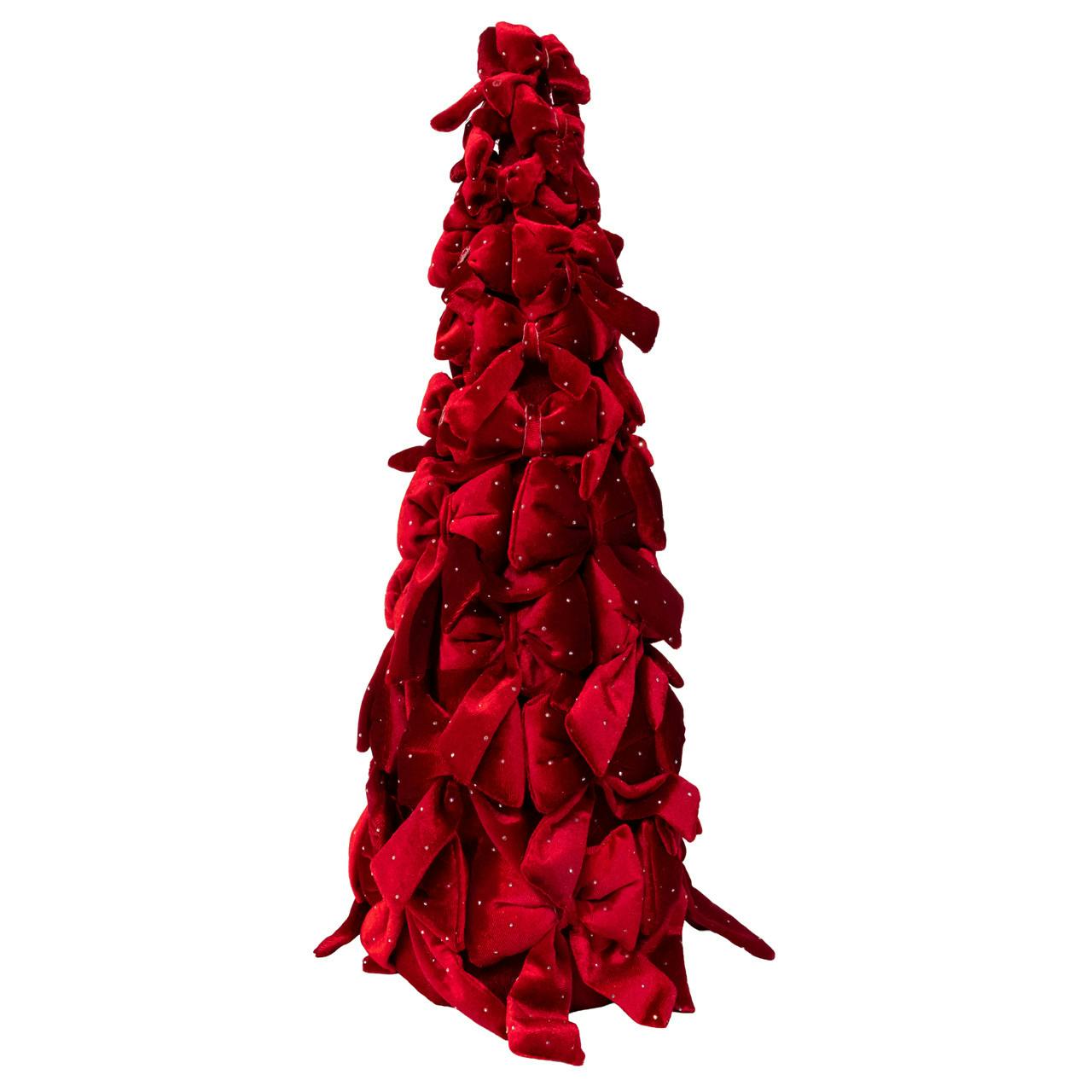 Kurt Adler 15.75-Inch Burgundy Bow Tree With Diamond Gemstones