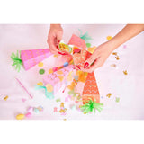 Packed Party Garden Party Carrot Easter Party Crackers Set of 6 - Gold Foil Carrot-Shaped Poppers with Multicolor Confetti and Metal Charm Surprises, 8-9 Inch