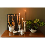 Signature White Large Knobbed Candle Holder with Ruffle