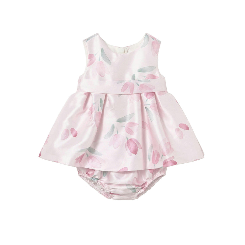 Satin Floral Dress with Nappy Cover