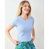 Pointelle Short Sleeve Tee, Blue