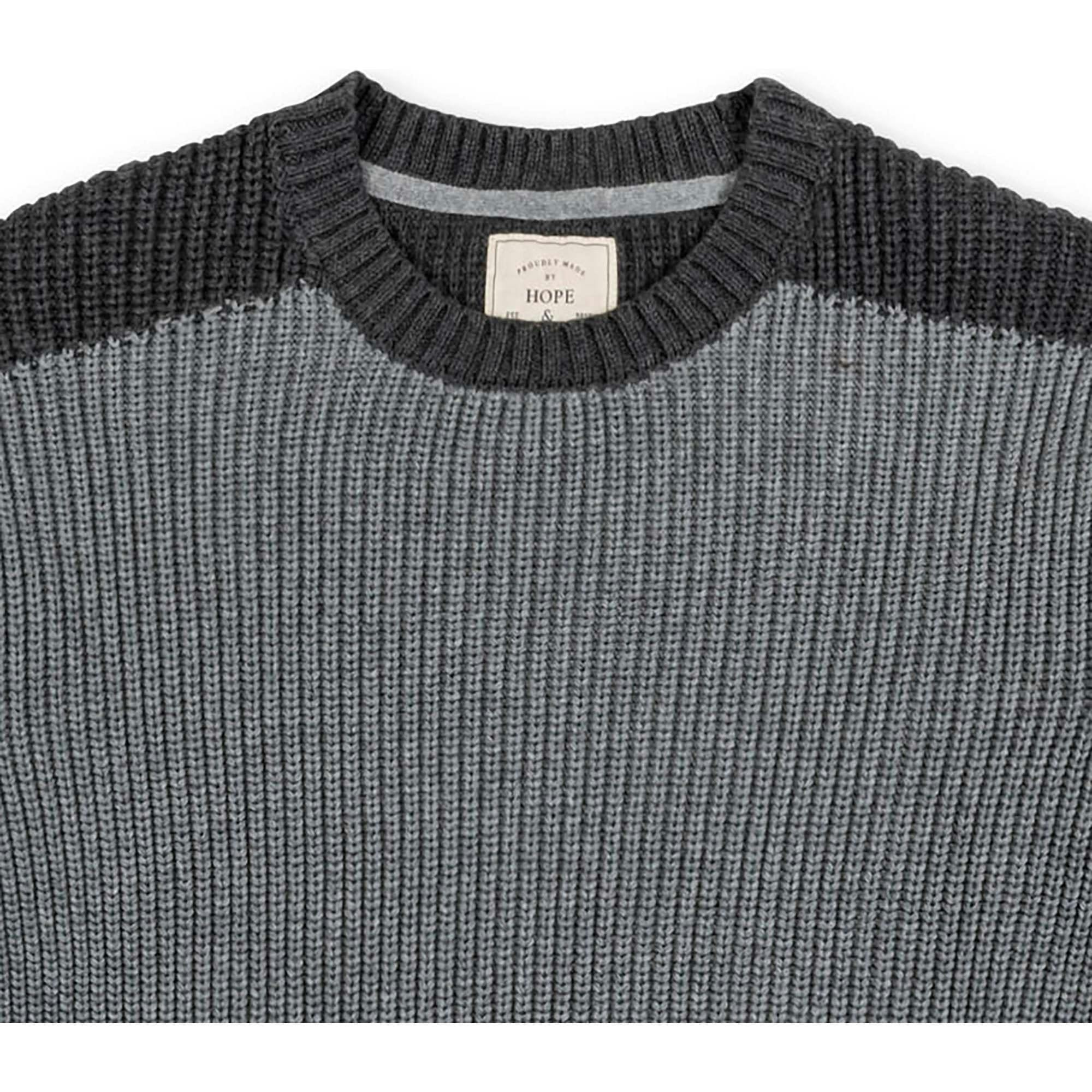 Men's Organic Crew Neck Shoulder Detail Sweater, Grey