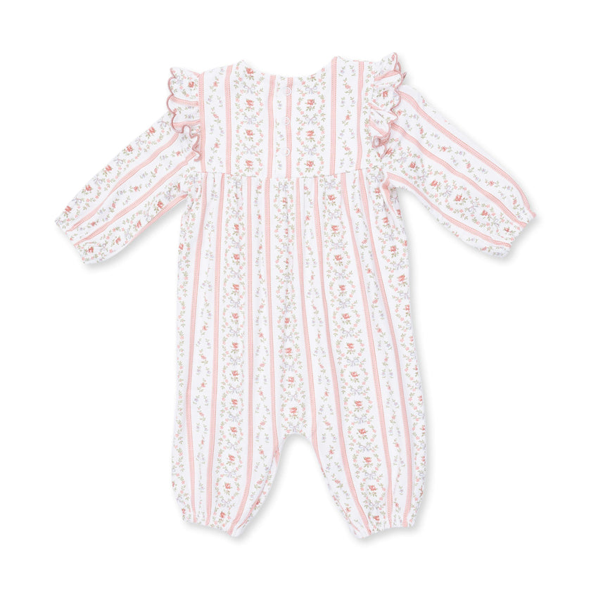 Marnie Rosebud Stripe - Long Sleeve Petal Ruffle Romper
