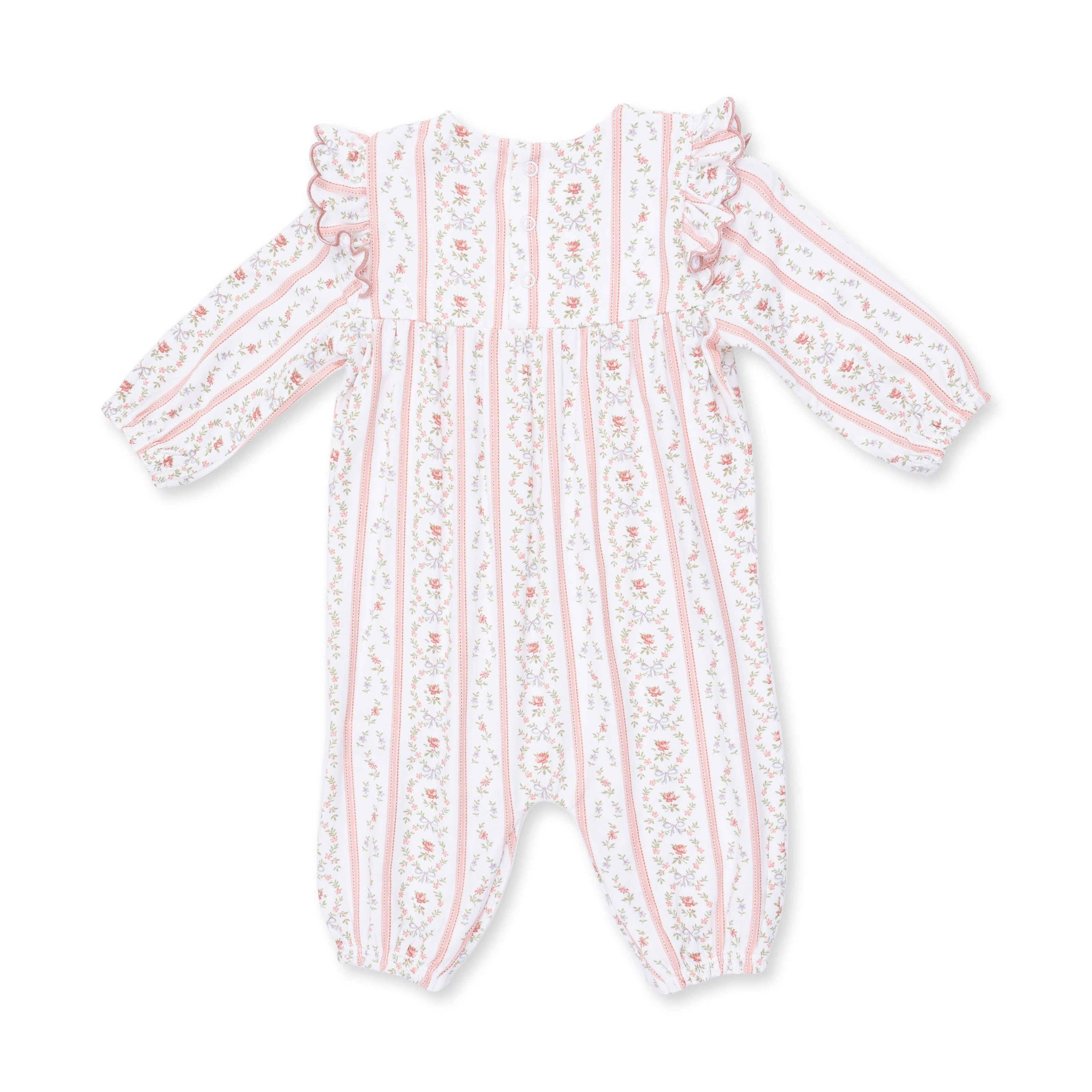 Marnie Rosebud Stripe - Long Sleeve Petal Ruffle Romper