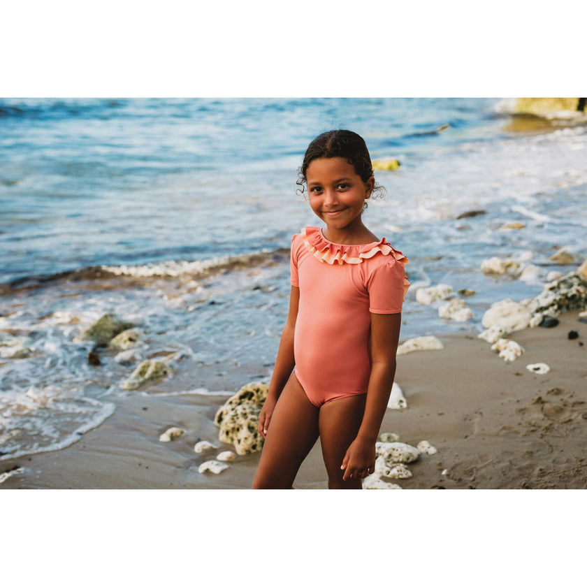 Carlotta Surf Suit in Coral Pink & Peach Pink