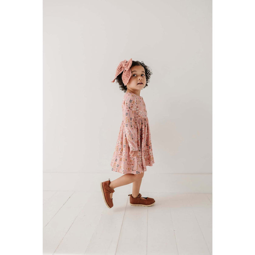 Long Sleeve Henley Dress Lavender Cloud Checkered