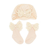 Lace Bow Hat & Sock Gift Set