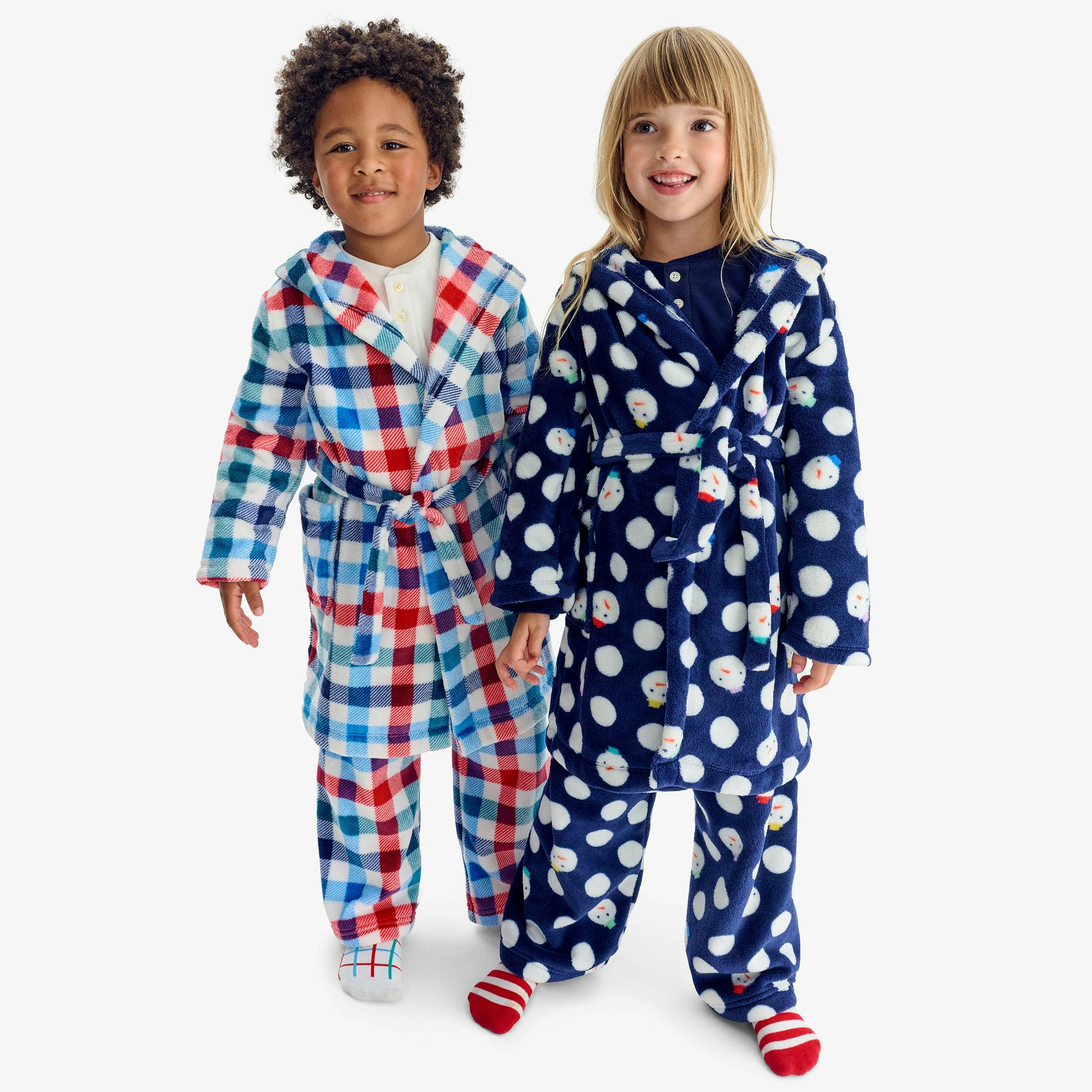Kids plush fleece robe in snow day