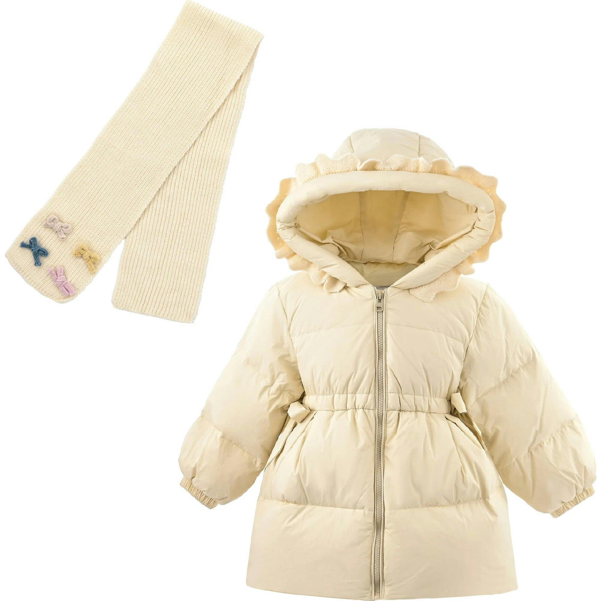 Ruffle-Hood Coat with Matching Scarf