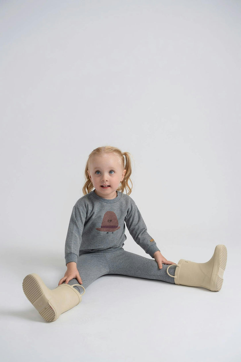 Hat Print Sweatshirt and Elastic Waist Pants Two Piece Set