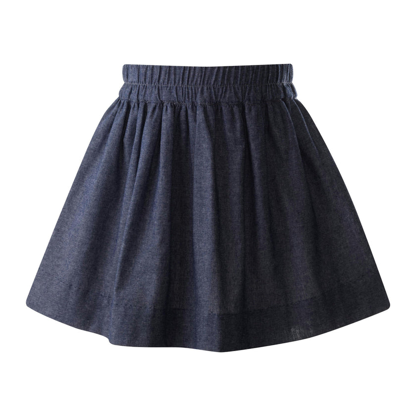 Chambray Elastic Waist Pull-On Skirt