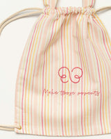 Bunny Drawstring Backpack - Pink Stripes