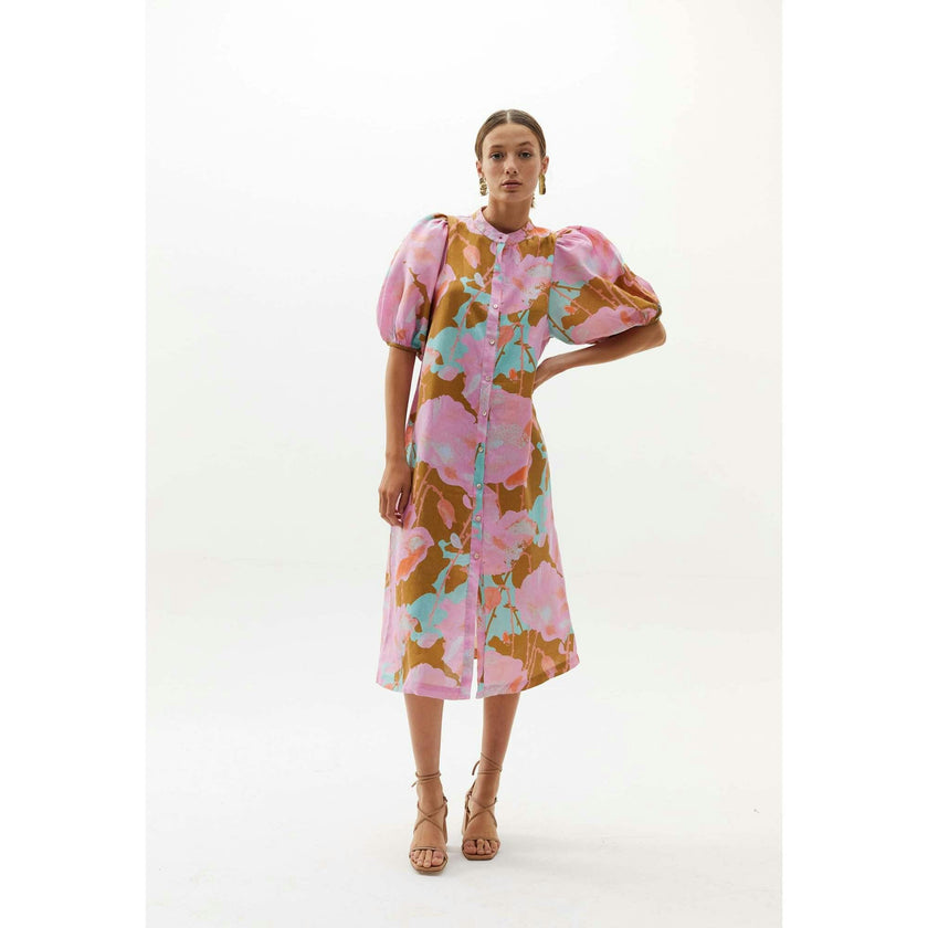 Bubble Linen Dress - Aquarela
