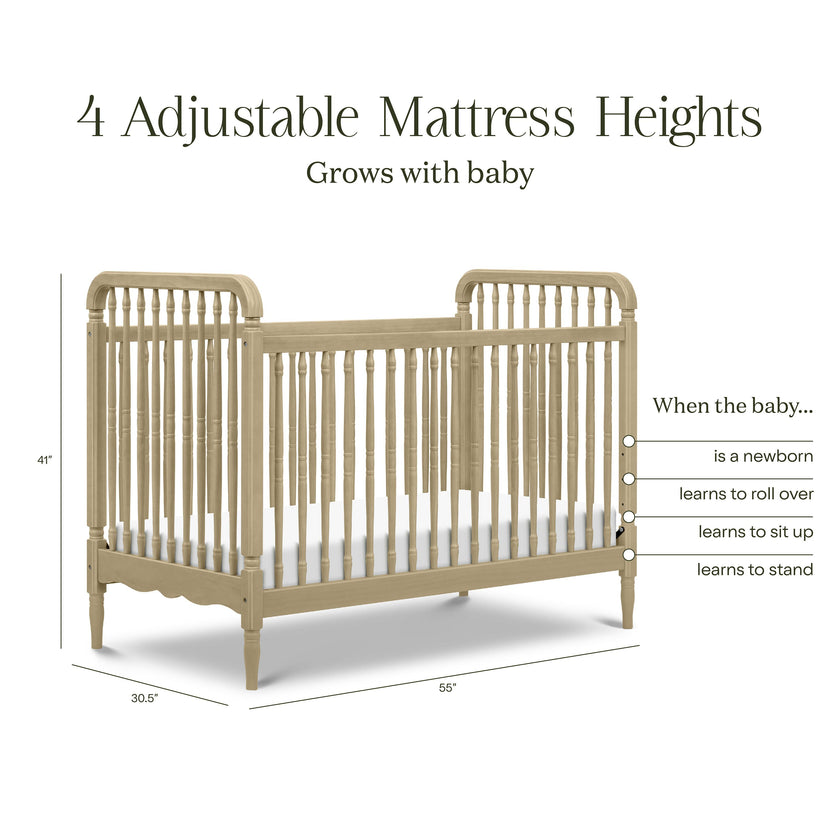 Liberty 3-in-1 Convertible Spindle Crib w/Toddler Bed Conversion Kit in Washed Pine