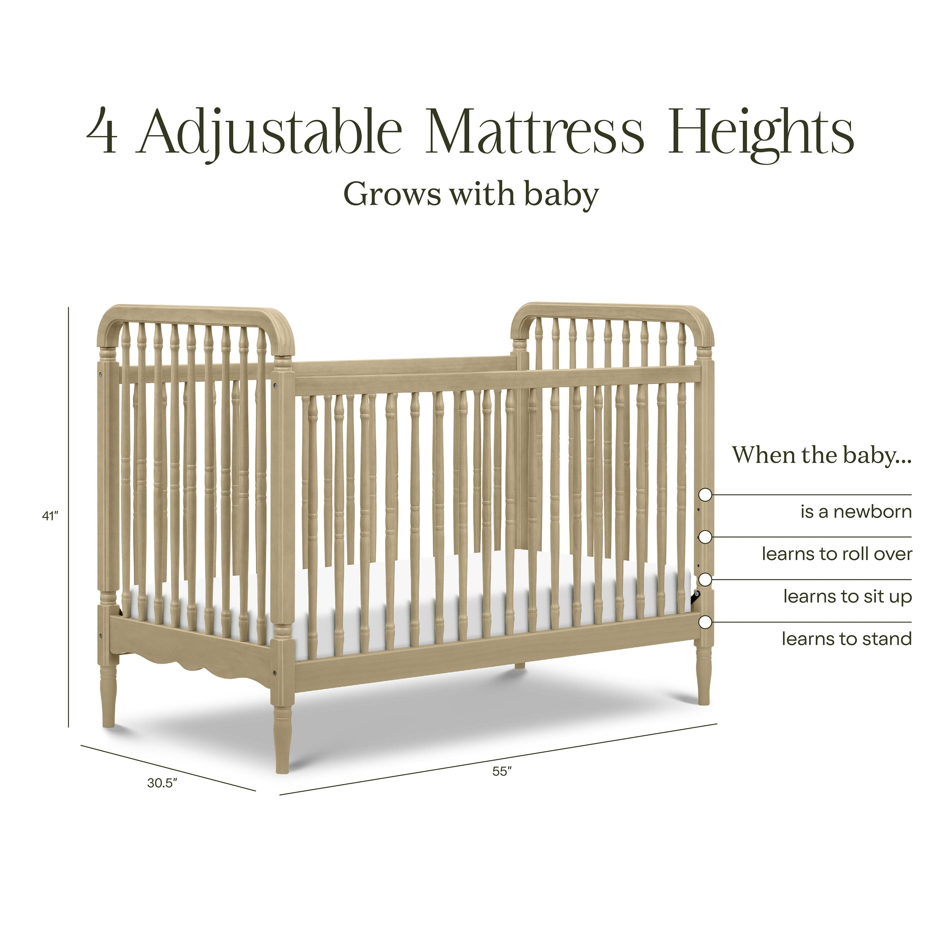 Liberty 3-in-1 Convertible Spindle Crib w/Toddler Bed Conversion Kit in Washed Pine