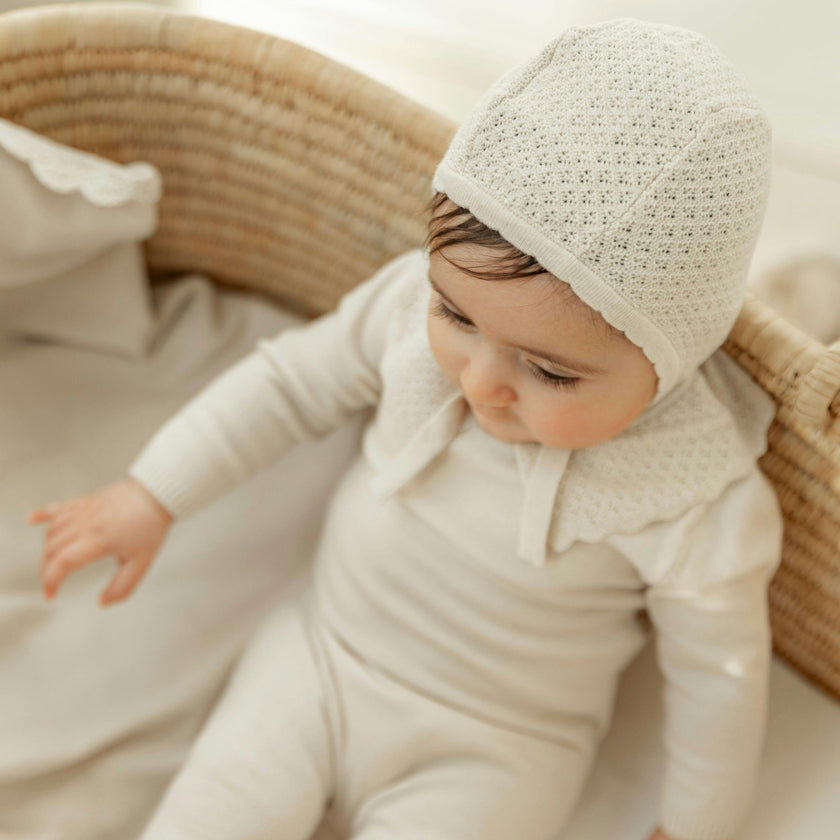 Knit Crochet Blanket Light Beige