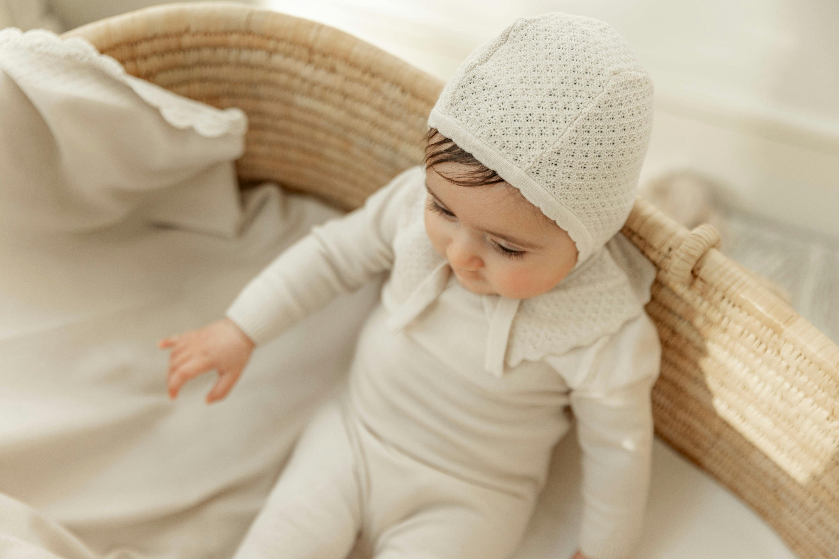 Knit Crochet Blanket Light Beige