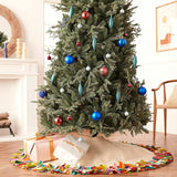 Handmade Felt Multicolor Fringe Border Cream Christmas Tree Skirt Arcadia Home
