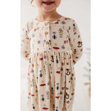 Long Sleeve Henley Dress Candy Cane