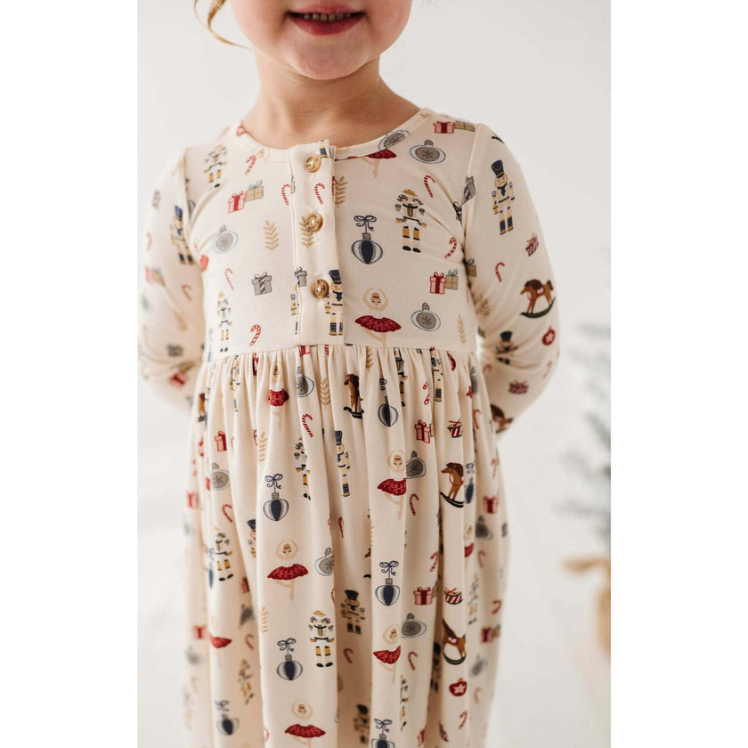 Long Sleeve Henley Dress Candy Cane
