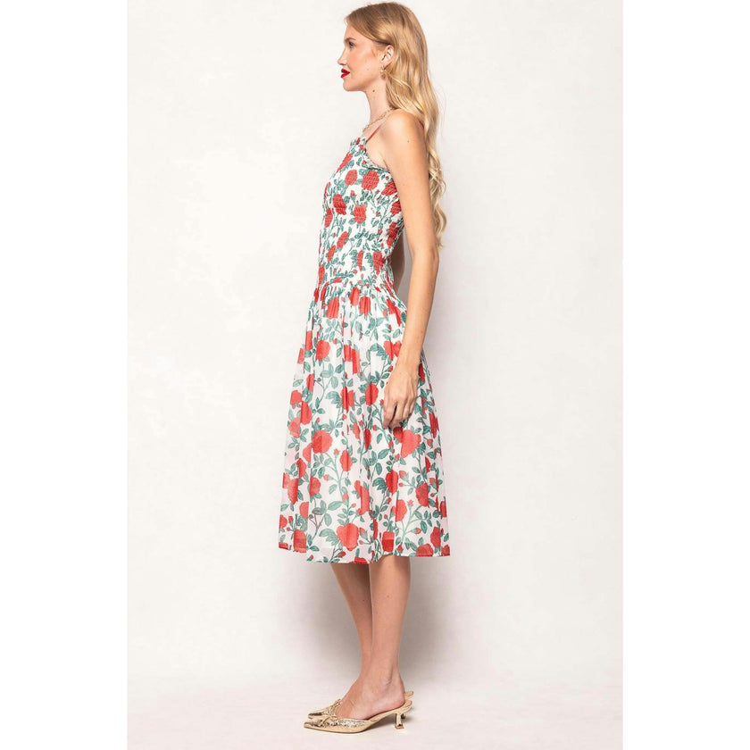 Kimberly Dress in Red Roses