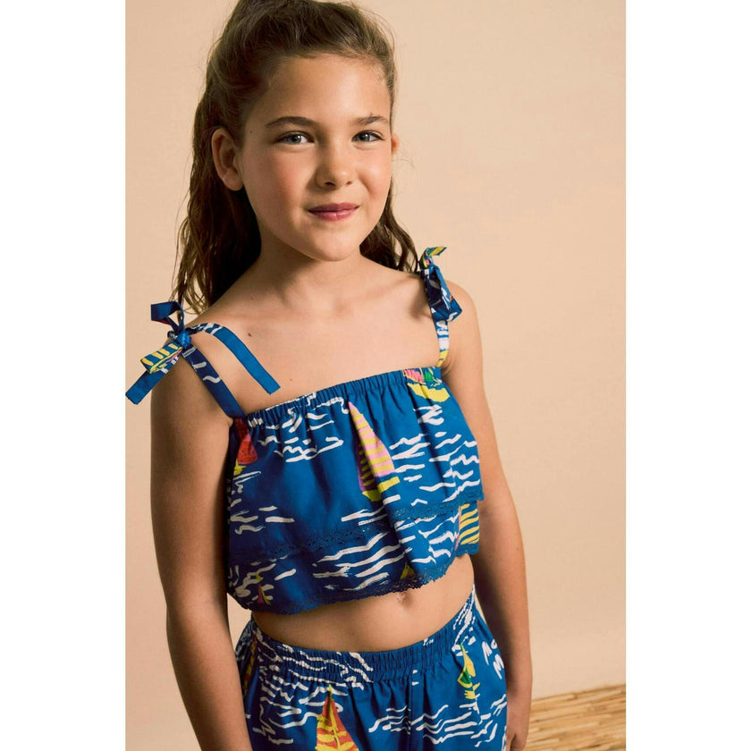 BARCOS RUFFLES TOP BLUE