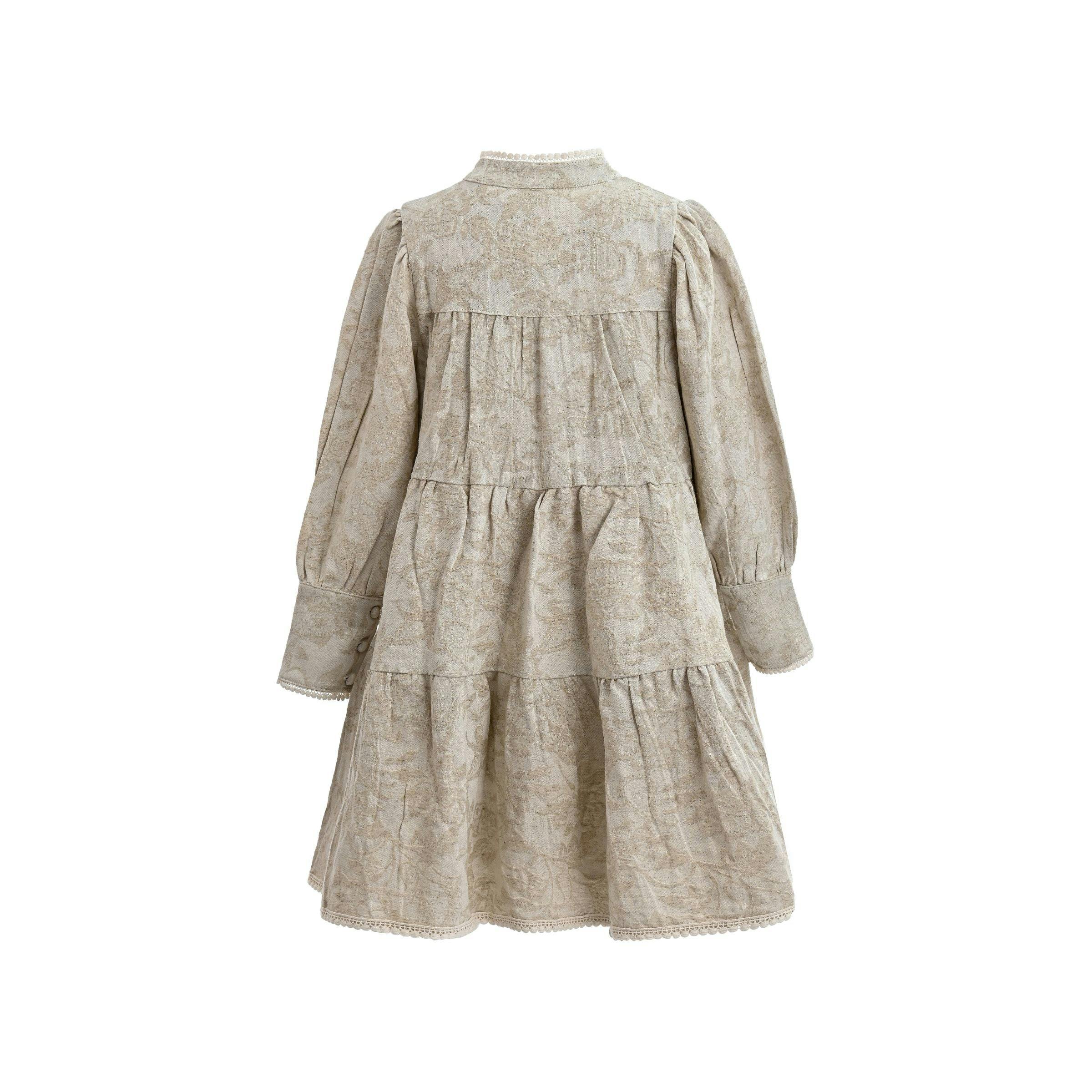 Beige Tiered Modest Dress