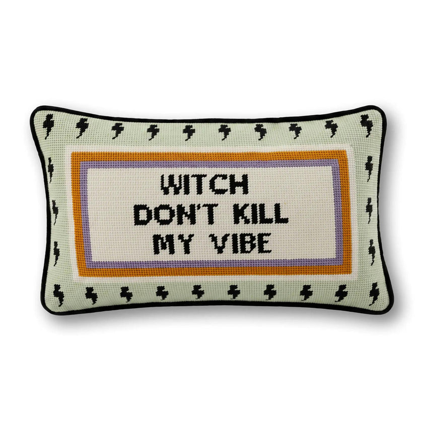 Witch Don't Kill My Vibe Needlepoint Pillow