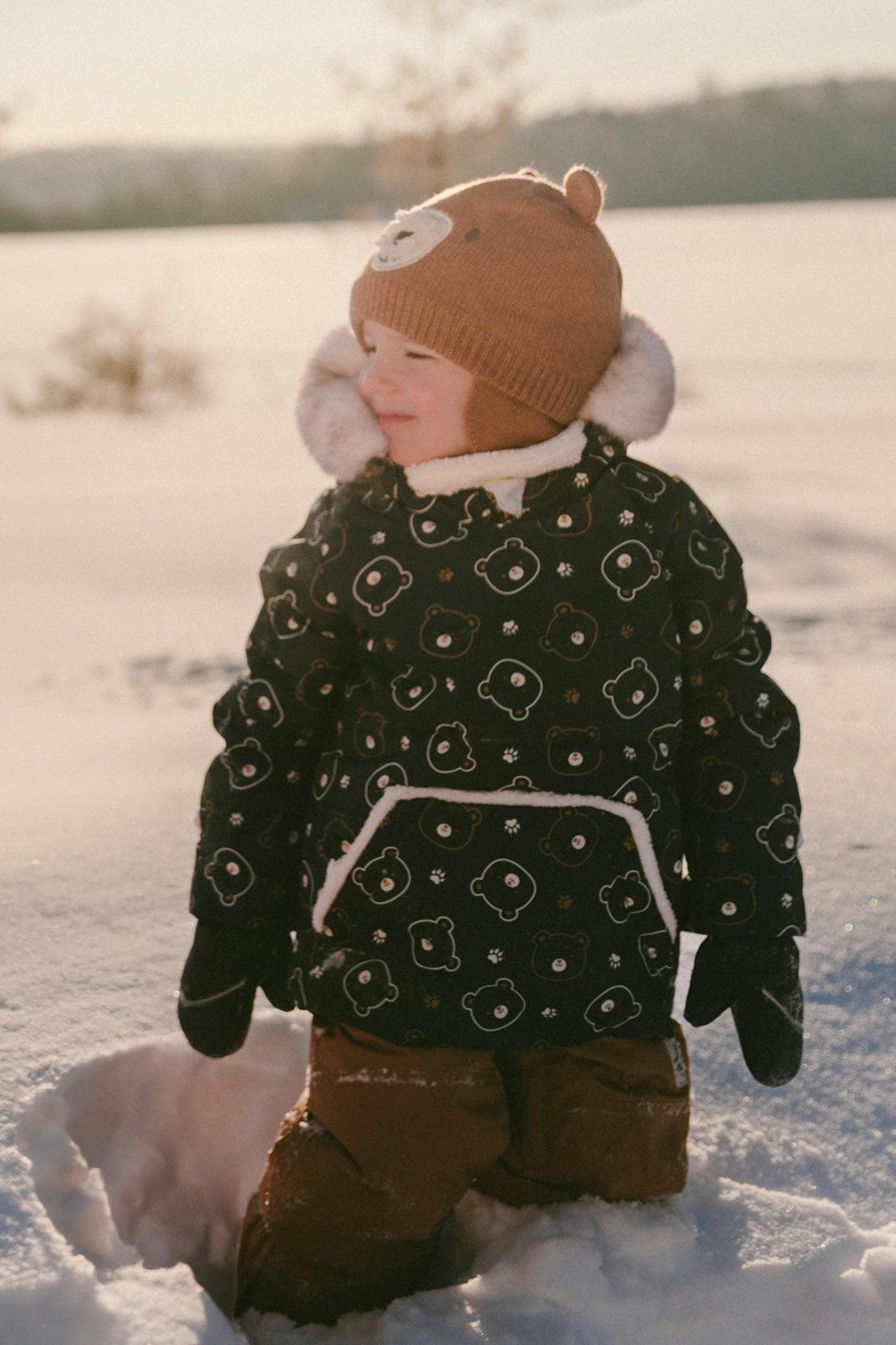 Baby Two Piece Snowsuit Blue Printed Teddy Bears