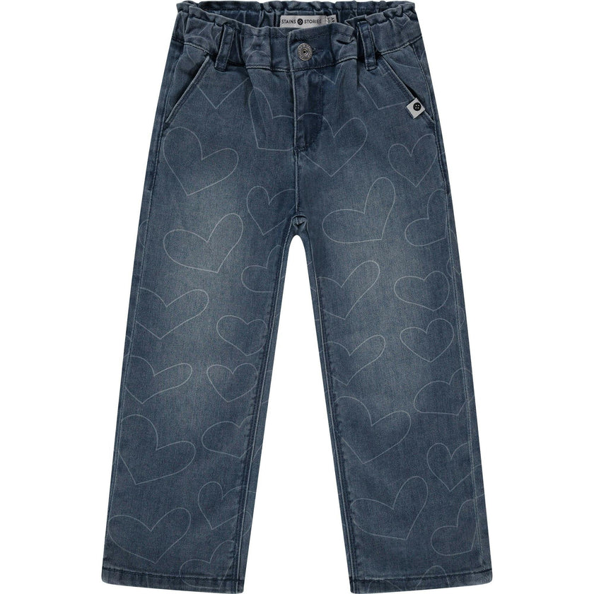 Heart Pattern Wide Leg Jean