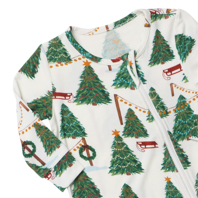Baby Bamboo Romper - Christmas Tree Farm