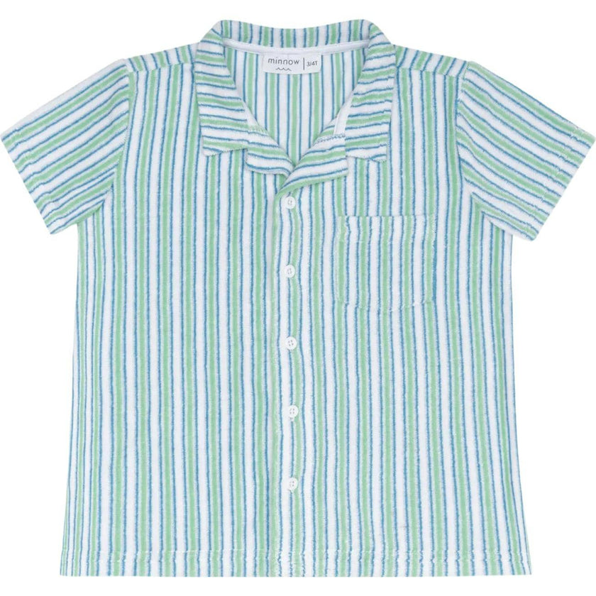 boys tamarin stripe french terry button up