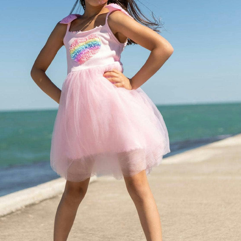 3D Rainbow Heart Tulle Dress
