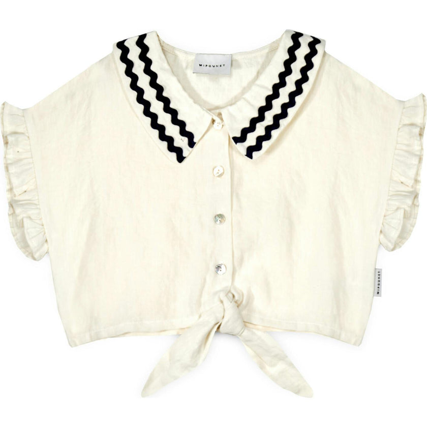Mipounet SS26 Isaline Linen, Shirt Ecru Blue